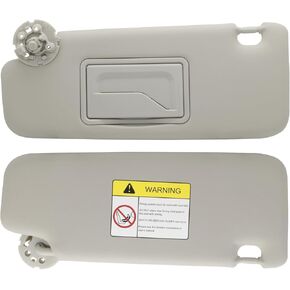 Sun Visor with Mirror Gray Titanium Left Driver Side Lh with Screws Compatible with Chevrolet Malibu 2008-2012 Replace 95034256 95034253 84126667 84126658