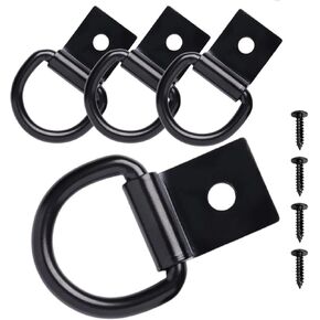 6 Pcs Heavy Duty 1/4" D-Ring Tie Down Anchors Kit - 2400LBS Rings Steel Tie Down Hooks for Truck,Trailer,Camper,Boat Cargo Control (Surface Mount with Screws) (6 PCS)