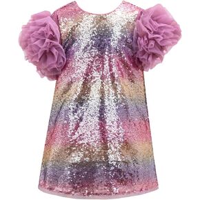 Girls Party Dress Birthday Outfits for Girls Sequin Sparkly Glitter Pageant Ball Dress