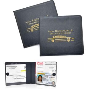 Pack-2 Car Document Organizer, Registration and Insurance Holder with Transparent Visible Anti-scratch Protective Bag, PU Portable Foldable Storage Folder, Universal for Cars (Black & Yellow)