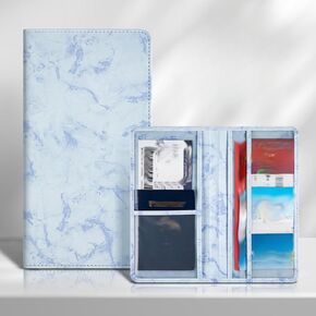 Marble Pattern PU Leather Car Registration and Insurance Card Holder For Vehicle Glove Box Organizer (Blue)