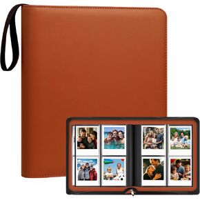 256 Pockets Photo Photo For Fujifilm Instax Wide 300 Camera ، لألبوم صور Polaroid 600 ، ألبومات Polaroid Now+ Now OneStep OneStep+ 600 كاميرا فيلم فورية ، Pop Lab Print Camera (Brown)