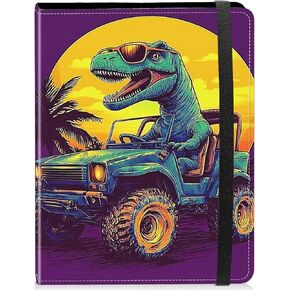 Photo Album 4x6 Photos - 120 Photos Capacity PU Leather Cover,cute small photo album with Strong Elastic Band,for Wedding baby Travel Family photo book Album,Dinosaur Driving A Car
