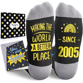 HAPPYPOP 20th Birthday Gift Ideas Socks - Awesome 2005 20th Birthday Presents for 20 Year Old Young Adult, Gift Ideas for 20 Year Old