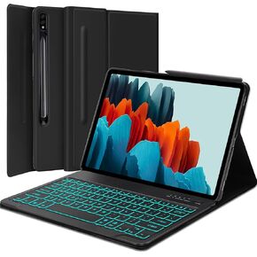 OYOSUOGG Galaxy Tab S9/S8/S7 11" Keyboard Case | Protective Stand Cover with S Pen Holder | Magnetically Bluetooth Keyboard with 7 Color Backlight | Detachable Wireless Keyboard