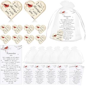 100Sets Funeral Favors, Celebration of Life Decorations with Pocket Hug Token Funeral Prayer Cards and Organza Bags, Cardinal Memorial Gifts for Funeral Cardinal Gifts Decorations