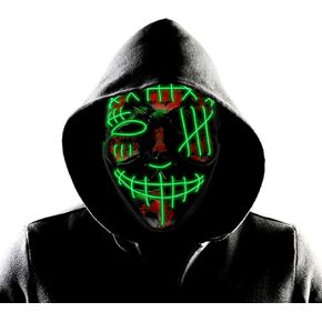Halloween Mask, Scary Mask for Adults, LED Light up Mask for Festival Cosplay Costume Masquerade Party Carnival