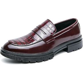 منصة الرجال المطبوعة للرجال المطبوعة بيني المتسكعون الفاخرة جولة أخمص القدمين على Lug Lug Office Business Dress Shoes يوميًا
