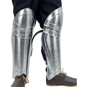 Medieval Leg Guard Armor Replica Knight Metal Steel LegArmor Greaves LARP Armor Silver Polish Adult Costume