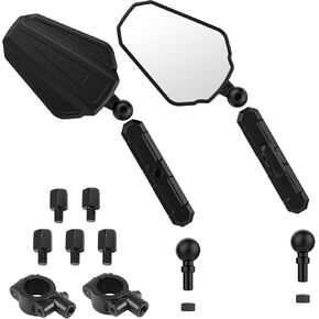 pgraded Universal Motorcycle Mirror, Adventure Ball-Head ATV Rear View Mirror with 8/10mm Screws and 7/8" Handlebar Clamp, Vibration-Free, Compatible with Yamaha, Honda, Kawasaki, Suzuki，etc.