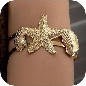 Csiyanjry99 Gold Seashell Arm Cuff for Women Seashell Starffish Cuff Bracelet Apper Arm Halloween Mermaid Assume Women