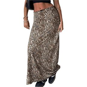Milumia Women’s Cheetah Print Long Skirt Bowknot Low Pheched Maxi Virts