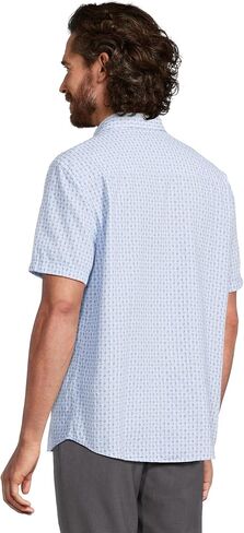 Johnston & Murphy Men Short Sleeve الوهم القميص طباعة الكتان in Saudi Arabia
