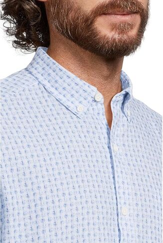 Johnston & Murphy Men Short Sleeve الوهم القميص طباعة الكتان in Saudi Arabia