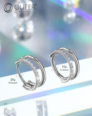 طوق الأنف OUFER 20G/16G ، حلقات أنف مزدوجة للنساء ، 316L من أقراط حلزونية الفولاذ الجراحية ، فئة مفصلية ، مجوهرات ثقب الأنف ، وأطواق الأنف ، والغضاريف الحلزونية مثقوبة المجوهرات -8 ملم in Kuwait