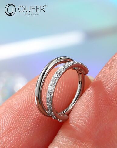 طوق الأنف OUFER 20G/16G ، حلقات أنف مزدوجة للنساء ، 316L من أقراط حلزونية الفولاذ الجراحية ، فئة مفصلية ، مجوهرات ثقب الأنف ، وأطواق الأنف ، والغضاريف الحلزونية مثقوبة المجوهرات -8 ملم in Kuwait