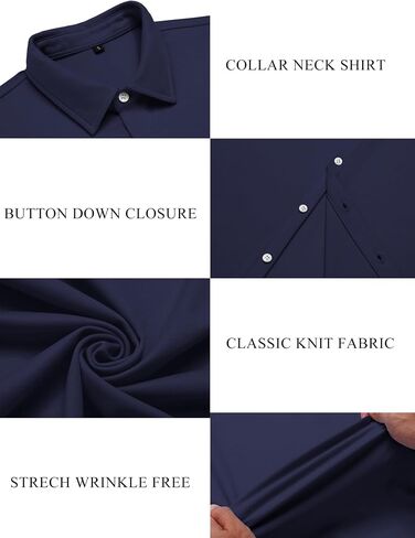 قمصان ثي العضلات الخاصة بالرجال Urru Men Serts Stressed Button Button Button Down Down Trinkle قميص فستان ضئيل نحيف للرجال in Kuwait