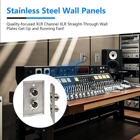 (2 Pack) Stainless Steel Dual XLR Wall Plate, Audio Speakers with 2 XLR Male Connectors, Silver in Kuwait