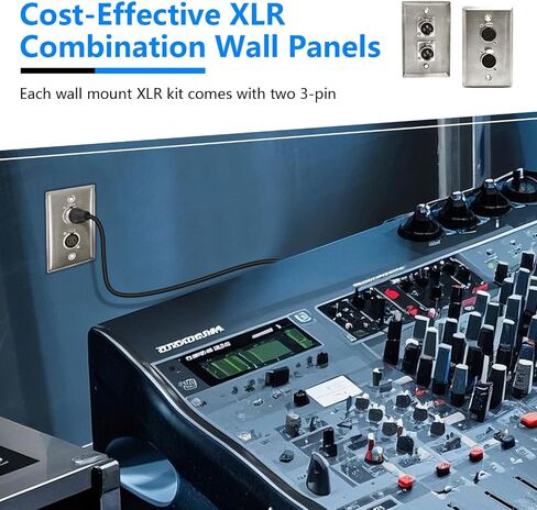 (2 Pack) Stainless Steel Dual XLR Wall Plate, Audio Speakers with 2 XLR Male Connectors, Silver in Kuwait