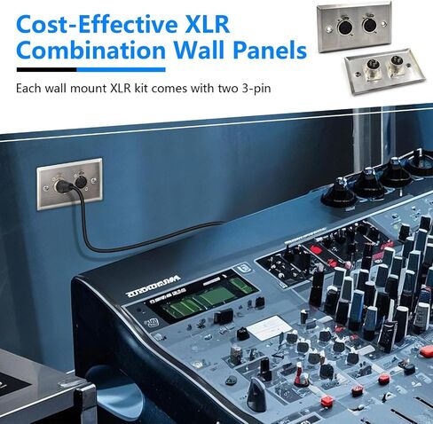 (2 Pack) Stainless Steel Dual XLR Wall Plate, Audio Speakers with 2 XLR Male Connectors, Silver in Kuwait