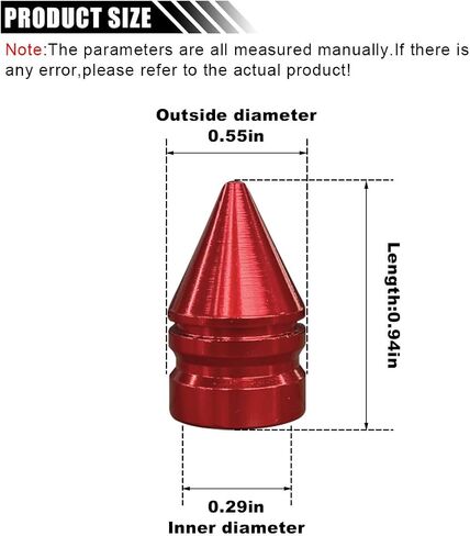 4PCS Conical Car Tire Valve Caps, Aluminum Alloy Tire Valve Stem Covers, Corrosion Resistant Car Rim Dust Caps, Universal Tire Trim Accessories for Trucks, SUVs and Motorcycles (Red) in Saudi Arabia
