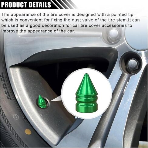 4PCS Conical Car Tire Valve Caps, Aluminum Alloy Tire Valve Stem Covers, Corrosion Resistant Car Rim Dust Caps, Universal Tire Trim Accessories for Trucks, SUVs and Motorcycles (Red) in Saudi Arabia
