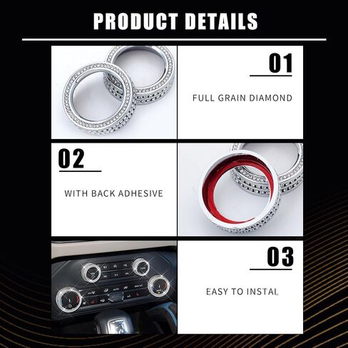 CONGCONG Bling AC Air Conditioning Knob Cover Crystal Accessories 2Pcs Fit for 2021 2022 2023 Ford Bronco(Not for Bronco Sport) in Kuwait