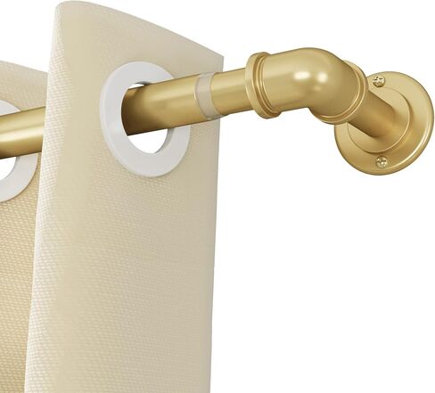 Classic Industrial Curtain Rods, Heavy-Duty Pipe Curtain Rods for Living Rooms, Light Blocking Surround Curtain Rod, Used for Indoor and Outdoor (Golden, 18-45) in Saudi Arabia