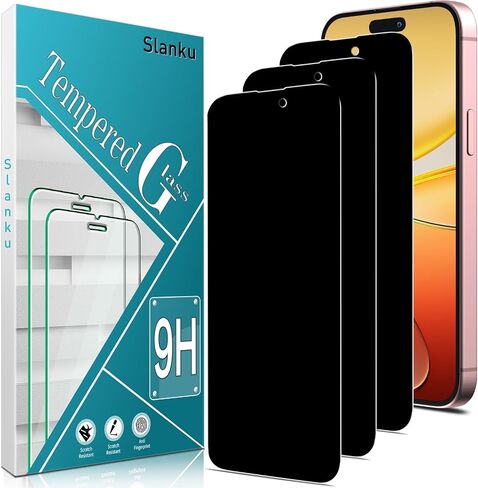 Slanku [3 Pack Screen Protector for iPhone 16 Pro Max Tempered Glass, Full Coverage Protection, No-Bubbles, Anti-Scratch, Easy to install in Kuwait