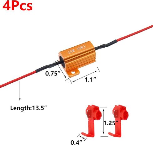 Antrader 4Pcs LED Load Resistors 25W 6 ohm for Fix LED Bulb Hyper Flash/Error Code, Turn Signal Fast Blinker in Kuwait
