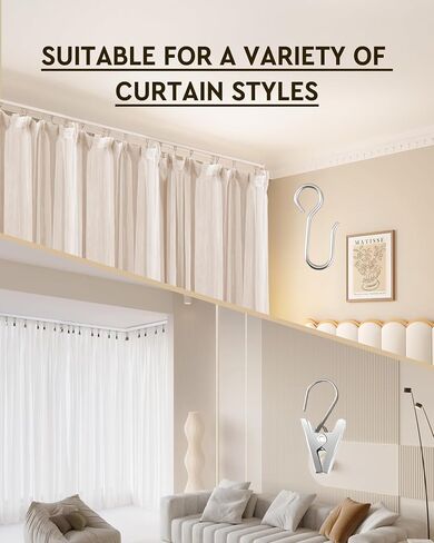 Ceiling Curtain Track Set, Ceiling or Wall Mount 9ft - 12ft, Aluminum Heavy-Duty Curtain Rails, Room Divider Curtain Track for Bedroom, With Silent Slide, Clips and Hooks，White in Saudi Arabia