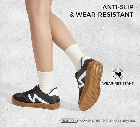 Women's Classic Retro Fashion Sneakers with Gum Sole Trendy Low Top Casual Shoes for Daily Wear, Walking & Outfits in Kuwait