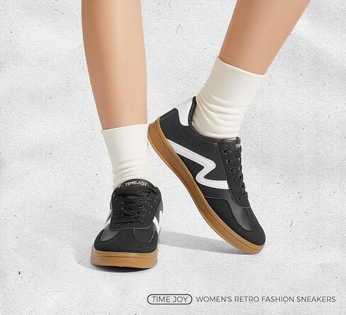 Women's Classic Retro Fashion Sneakers with Gum Sole Trendy Low Top Casual Shoes for Daily Wear, Walking & Outfits in Kuwait
