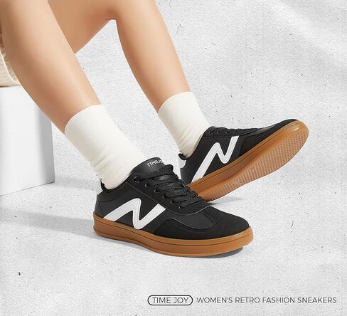 Women's Classic Retro Fashion Sneakers with Gum Sole Trendy Low Top Casual Shoes for Daily Wear, Walking & Outfits in Kuwait