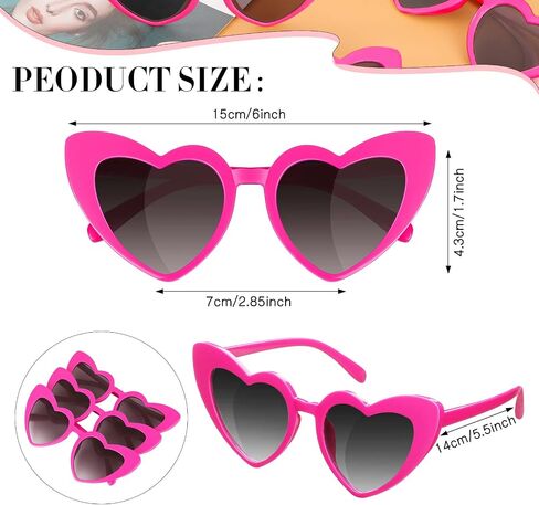 Flutesan 16 Pairs Heart Shaped Sunglasses Retro Cat Eye Shaped Sunglasses Heart Clout Glasses for Women in Kuwait