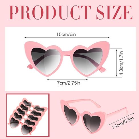 Flutesan 16 Pairs Heart Shaped Sunglasses Retro Cat Eye Shaped Sunglasses Heart Clout Glasses for Women in Kuwait