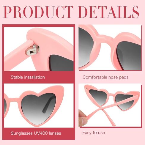 Flutesan 16 Pairs Heart Shaped Sunglasses Retro Cat Eye Shaped Sunglasses Heart Clout Glasses for Women in Kuwait
