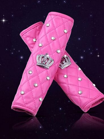 دوتيسي 4 حزم منصات كتف حزام مقعد جلدي مع غطاء ترس من ميدان فرملة اليد بلينغ راينستون كريستالس إكسسوارات للنساء العالمي (الوردي) in Kuwait