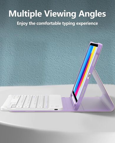 KVAGO for iPad 10th Generation Case with Keyboard 10.9 inch 2022 - Bluetooth Keyboard, 7 Color Backlit, Detachable Wireless, Built-in Pencil Holder - Smart Folio Case in Black in Kuwait