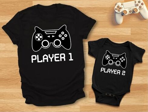 Tstars Gamer أبي وابنه قمصان متطابقة، ملابس يوم الآباء، لاعب 1 و2، أبي وأنا in Saudi Arabia