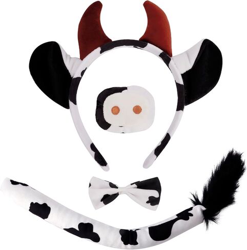 Brown Cow Costume Women Cow Ears Headband Halloween Cow Tail Costume Cow Ears Nose Tail and Bow Tie Cow Accessories Costume Adult Cow Headband in Saudi Arabia