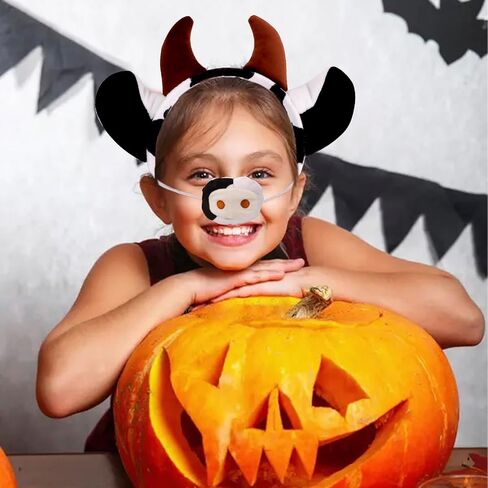 Brown Cow Costume Women Cow Ears Headband Halloween Cow Tail Costume Cow Ears Nose Tail and Bow Tie Cow Accessories Costume Adult Cow Headband in Saudi Arabia