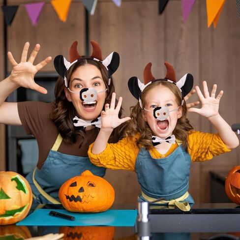 Brown Cow Costume Women Cow Ears Headband Halloween Cow Tail Costume Cow Ears Nose Tail and Bow Tie Cow Accessories Costume Adult Cow Headband in Saudi Arabia