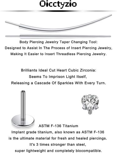 F136 Titanium 20/18/16g متورط داخليًا مسطحًا مسطحًا للأقراط خواتم الأنف الشفاه LABRET MEDUSA MONROE JOWENTING مع تفتق للنساء الرجال in Kuwait