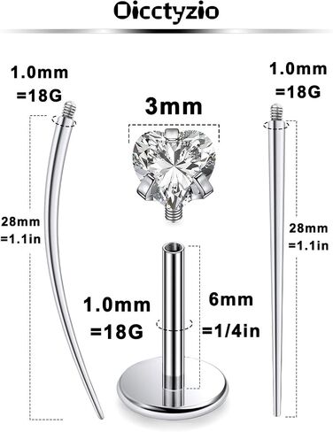 F136 Titanium 20/18/16g متورط داخليًا مسطحًا مسطحًا للأقراط خواتم الأنف الشفاه LABRET MEDUSA MONROE JOWENTING مع تفتق للنساء الرجال in Kuwait