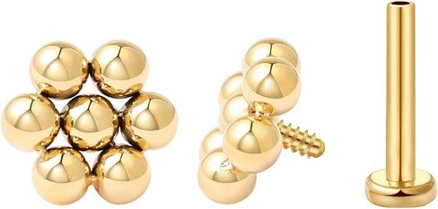FANSING Beaded Flower Flat Back Earring for Helix Cartilage Conch Tragus Internally Threaded Labret Stud in Saudi Arabia