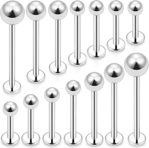 Yaalozei 16G 6mm-19mm Bars Lip Rings Labret Jewelry Medusa Piercing Jewelry 316L Surgical Steel Silver Cartilage Helix Tragus Earring Stud Piercing Jewelry for Women Men in Saudi Arabia