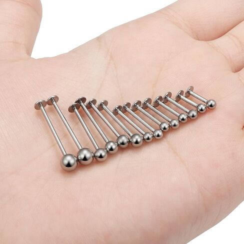 Yaalozei 16G 6mm-19mm Bars Lip Rings Labret Jewelry Medusa Piercing Jewelry 316L Surgical Steel Silver Cartilage Helix Tragus Earring Stud Piercing Jewelry for Women Men in Saudi Arabia