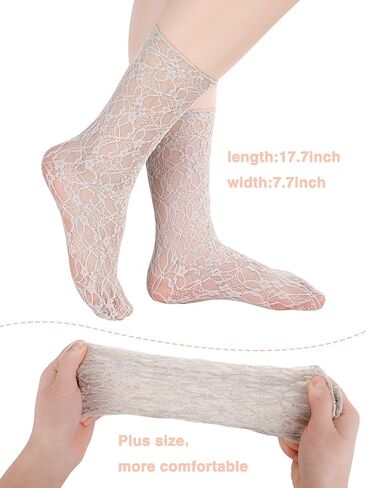 Geyoga 4 Pairs Women's Lace Ankle Socks Ruffle Frilly Mesh Loose Slouch High Socks for Women in Saudi Arabia