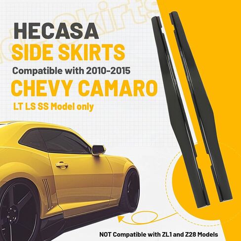 HECASA Side Skirts Compatible with 2010-2015 Chevy Camaro LT LS SS Model Plastic Body Kit Glossy Black Pair in Kuwait